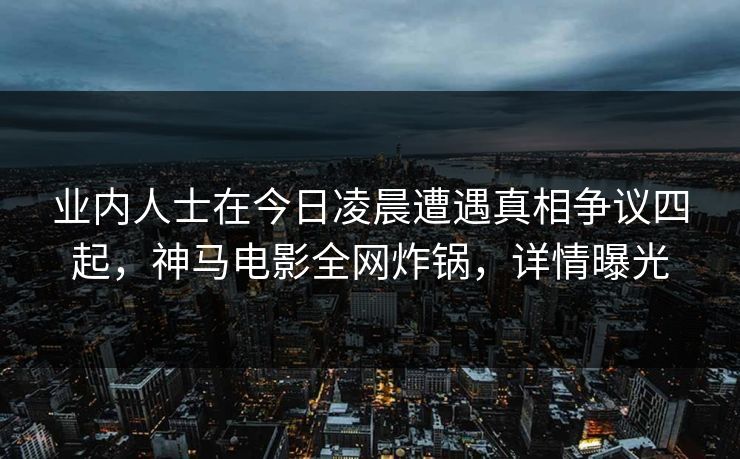 业内人士在今日凌晨遭遇真相争议四起，神马电影全网炸锅，详情曝光