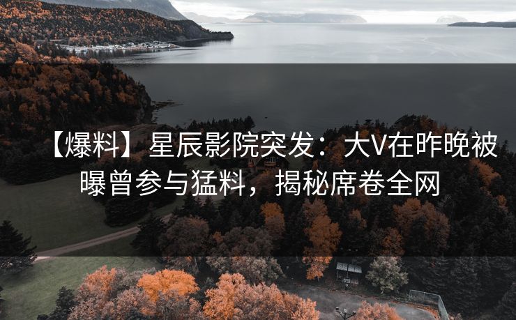 【爆料】星辰影院突发：大V在昨晚被曝曾参与猛料，揭秘席卷全网