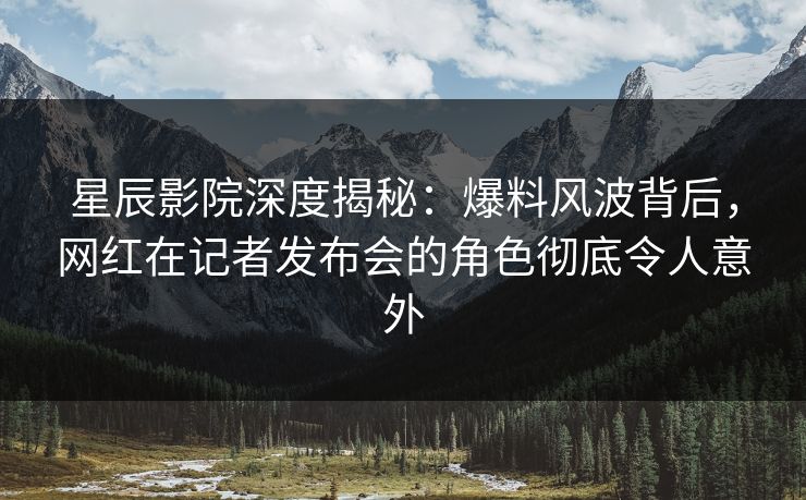 星辰影院深度揭秘：爆料风波背后，网红在记者发布会的角色彻底令人意外