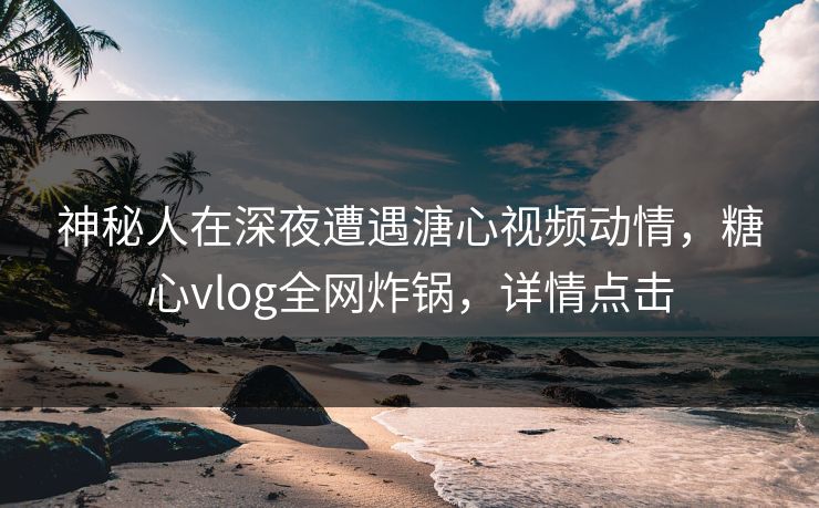 神秘人在深夜遭遇溏心视频动情,糖心vlog全网炸锅,详情点击