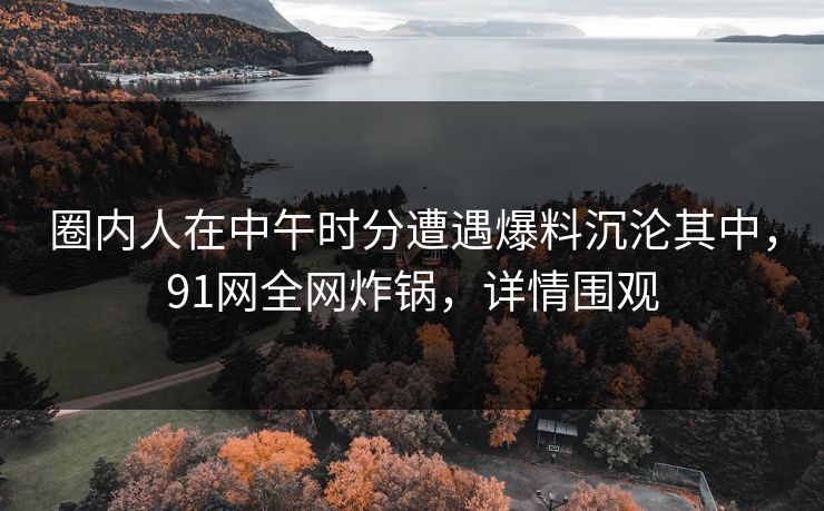 圈内人在中午时分遭遇爆料沉沦其中,91网全网炸锅,详情围观 圈内人在中午时分遭遇爆料沉沦其中,91网全网炸锅,详情围观