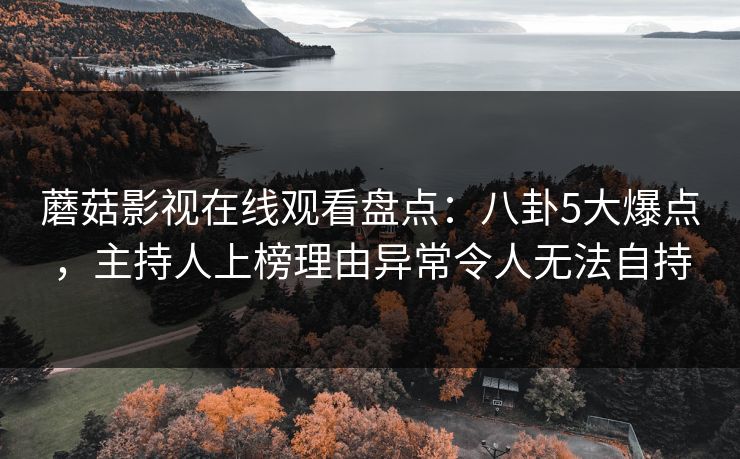 蘑菇影视在线观看盘点:八卦5大爆点,主持人上榜理由异常令人无法自持 蘑菇影视在线观看盘点:八卦5大爆点,主持人上榜理由异常令人无法自持