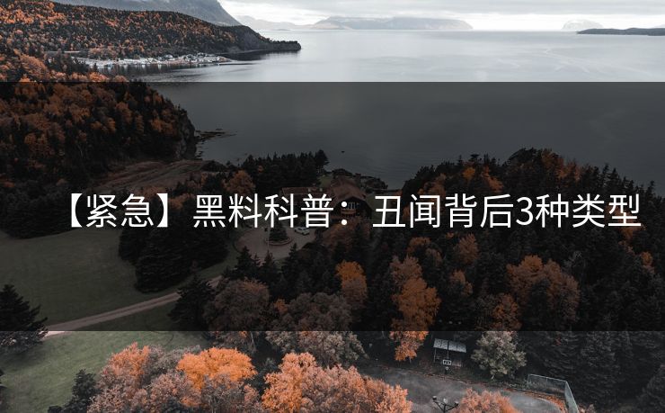 【紧急】黑料科普:丑闻背后3种类型