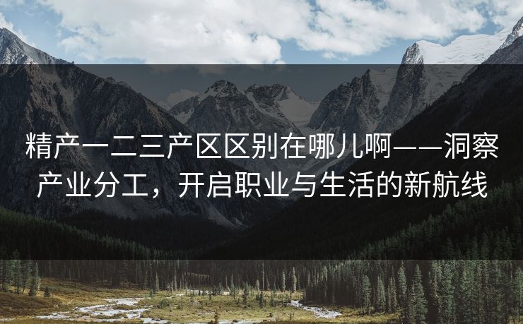 精产一二三产区区别在哪儿啊——洞察产业分工,开启职业与生活的新航线