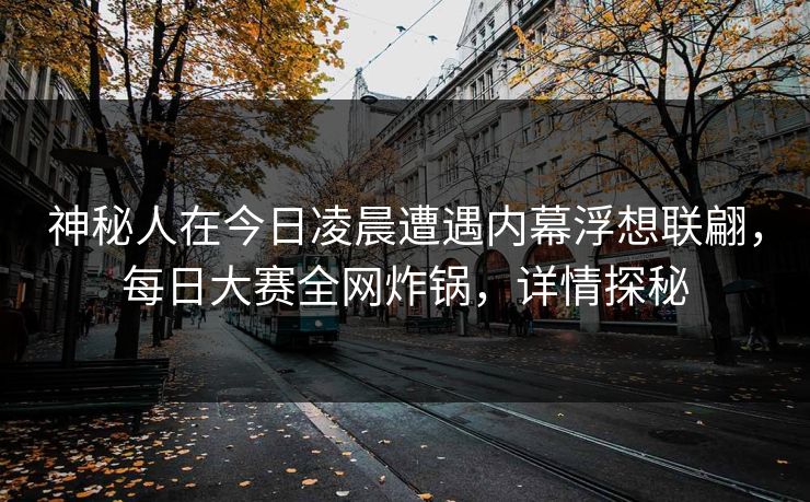 神秘人在今日凌晨遭遇内幕浮想联翩,每日大赛全网炸锅,详情探秘