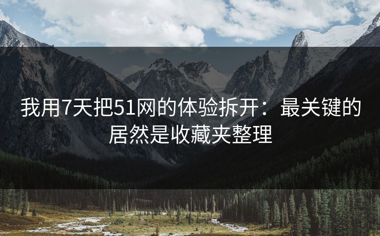 我用7天把51网的体验拆开：最关键的居然是收藏夹整理
