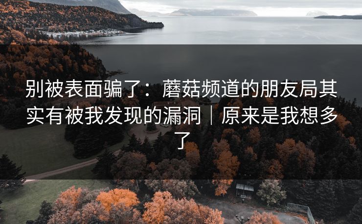 别被表面骗了:蘑菇频道的朋友局其实有被我发现的漏洞|原来是我想多了