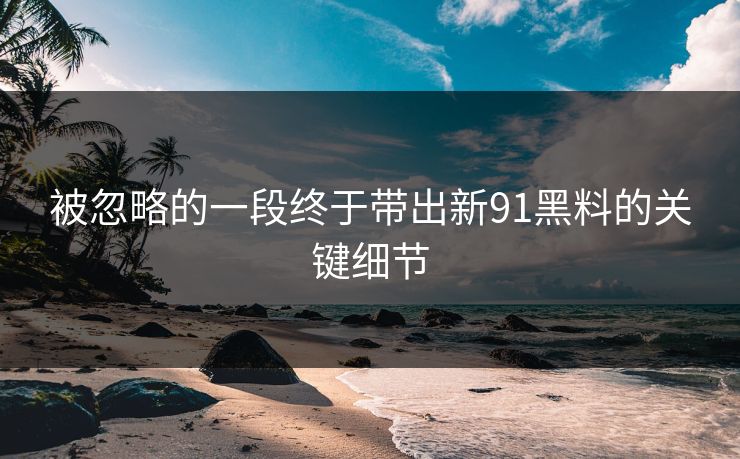 被忽略的一段终于带出新91黑料的关键细节